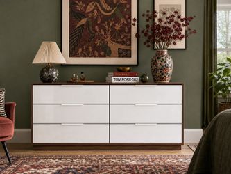 Walnut & White 6-Drawer Dresser — $1,695 new, $995 today | Moveabl