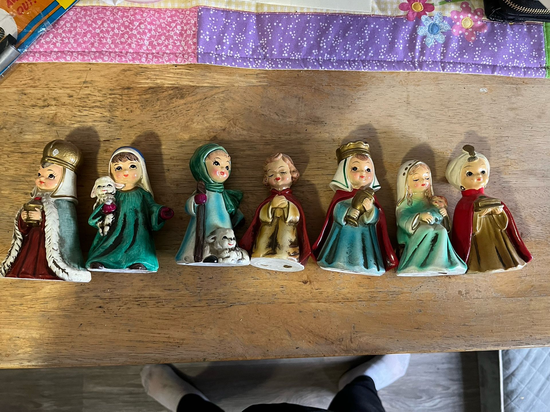 Vintage 1970s Josef Originals Nativity Set Figurines Mary Jesus Joseph Wise Men Paper Mache Christmas Figurines