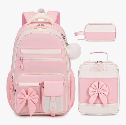 3PCS Girls Backpack- Pink