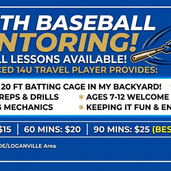 Baseball training ( tee ball to 11)