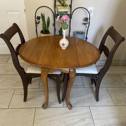 Ideal For Small Spaces Wooden Table And Two Chairs 