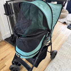 Pet Gear No-Zip Happy Trails Pet Stroller for Cats/Dogs, Zipperless Entry, Easy Fold with Removable Liner, Safety Tether, Storage Basket + Cup Holder