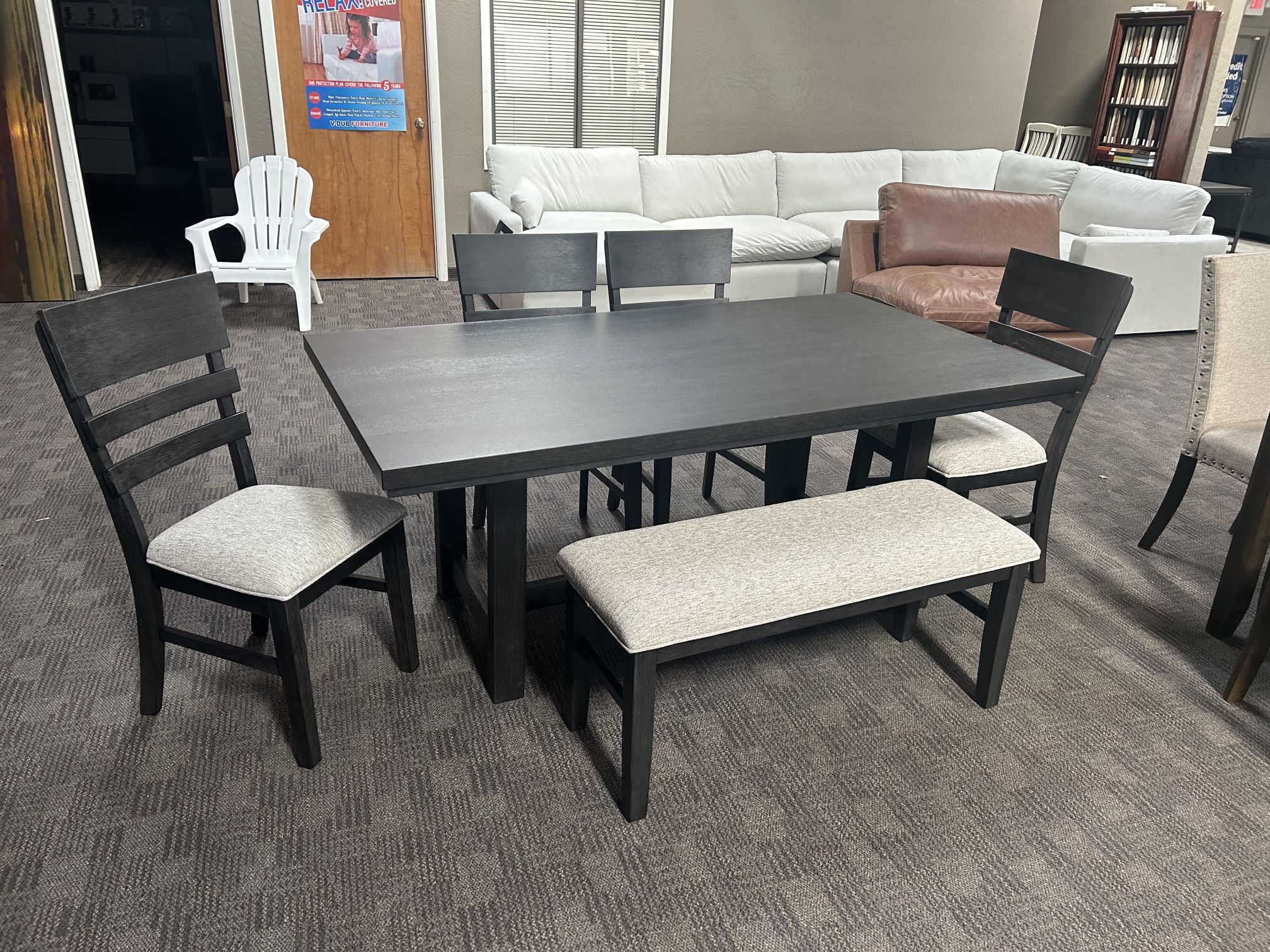 New Black Dining Kitchen Table Set