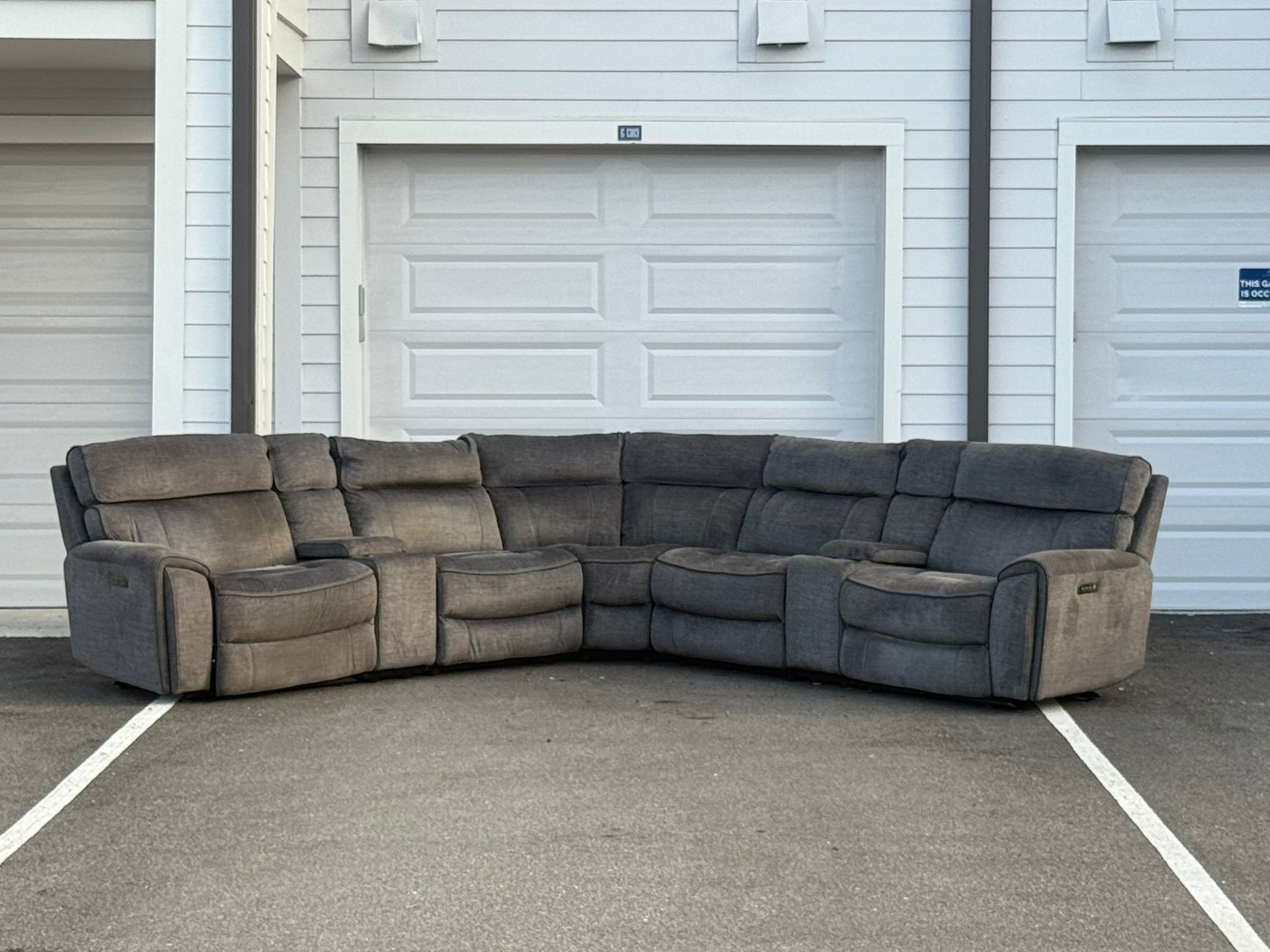 ROOMS TO GO 7 MODULAR PIECES GRAY POWERED RECLINING SECTIONAL COUCH DELIVERY AVAILABLE 🚚