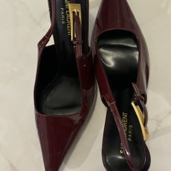 Saint Laurent High Heels LEE SLINGBACK PUMPS IN GLAZED LEATHER