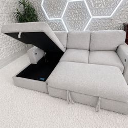 Free DELIVERY Bobs Furniture Fast, Charging Cupholders Sleeper L-Shaped Sectional Couch