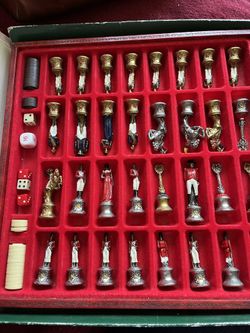 Pewter Hand painted Chess Set 