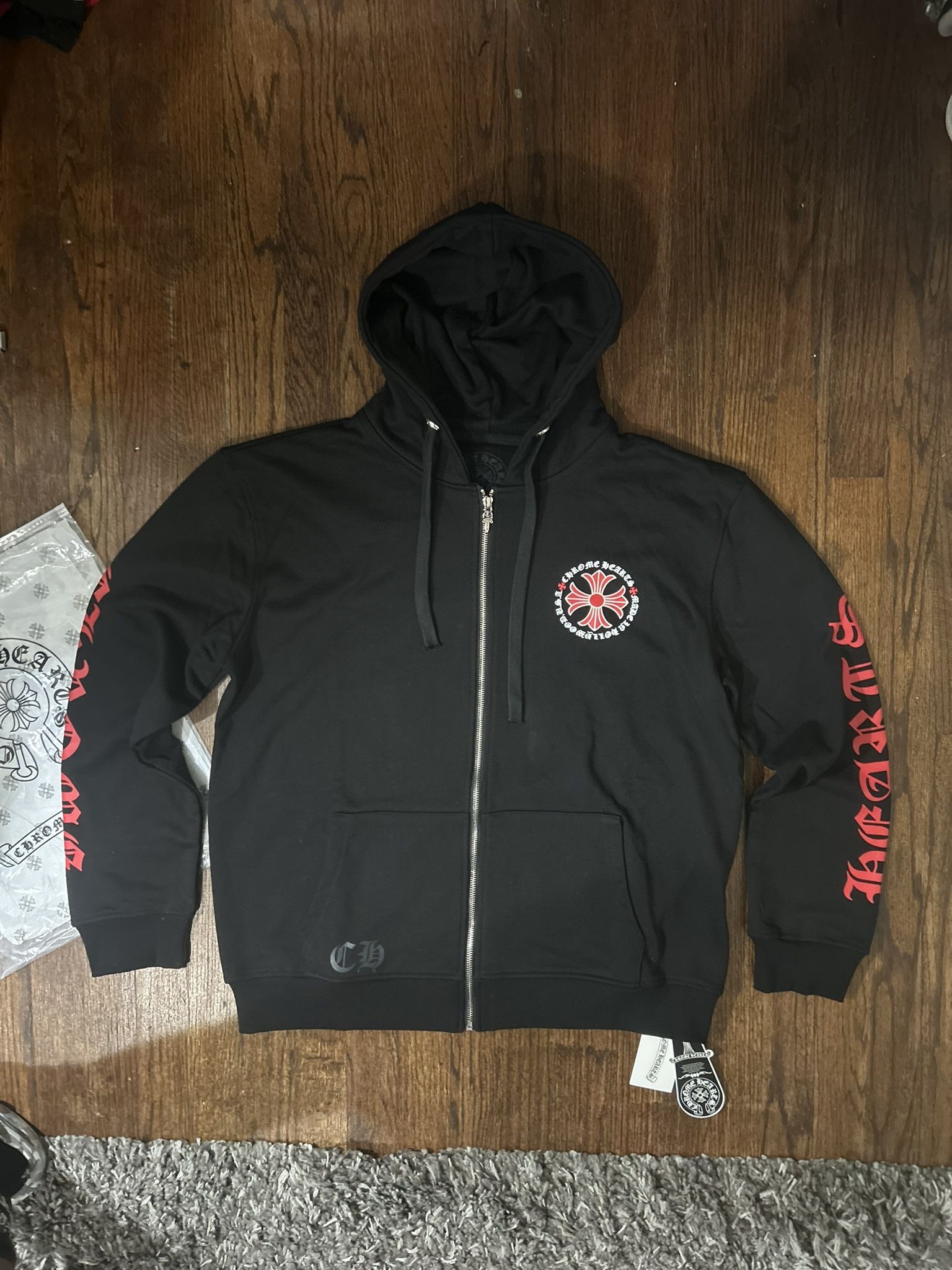 Chrome Hearts Made In Hollywood Plus Cross Zip Up Hoodie