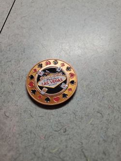 1 OZ COPPER ROUND LAS VEGAS POKER CHIP DESIGN