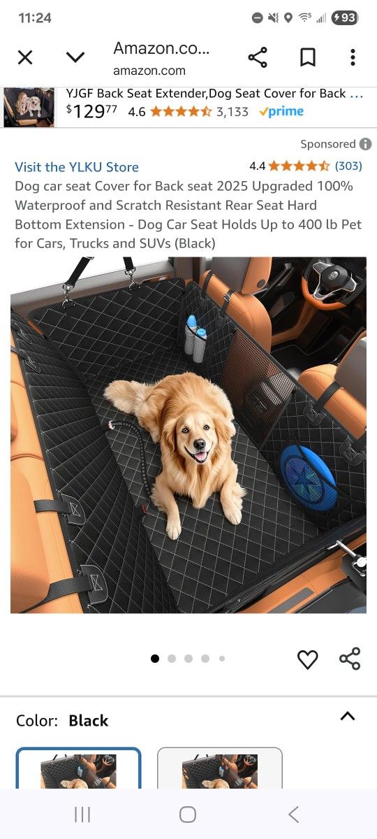 Dog Car Seat Cover, NIP