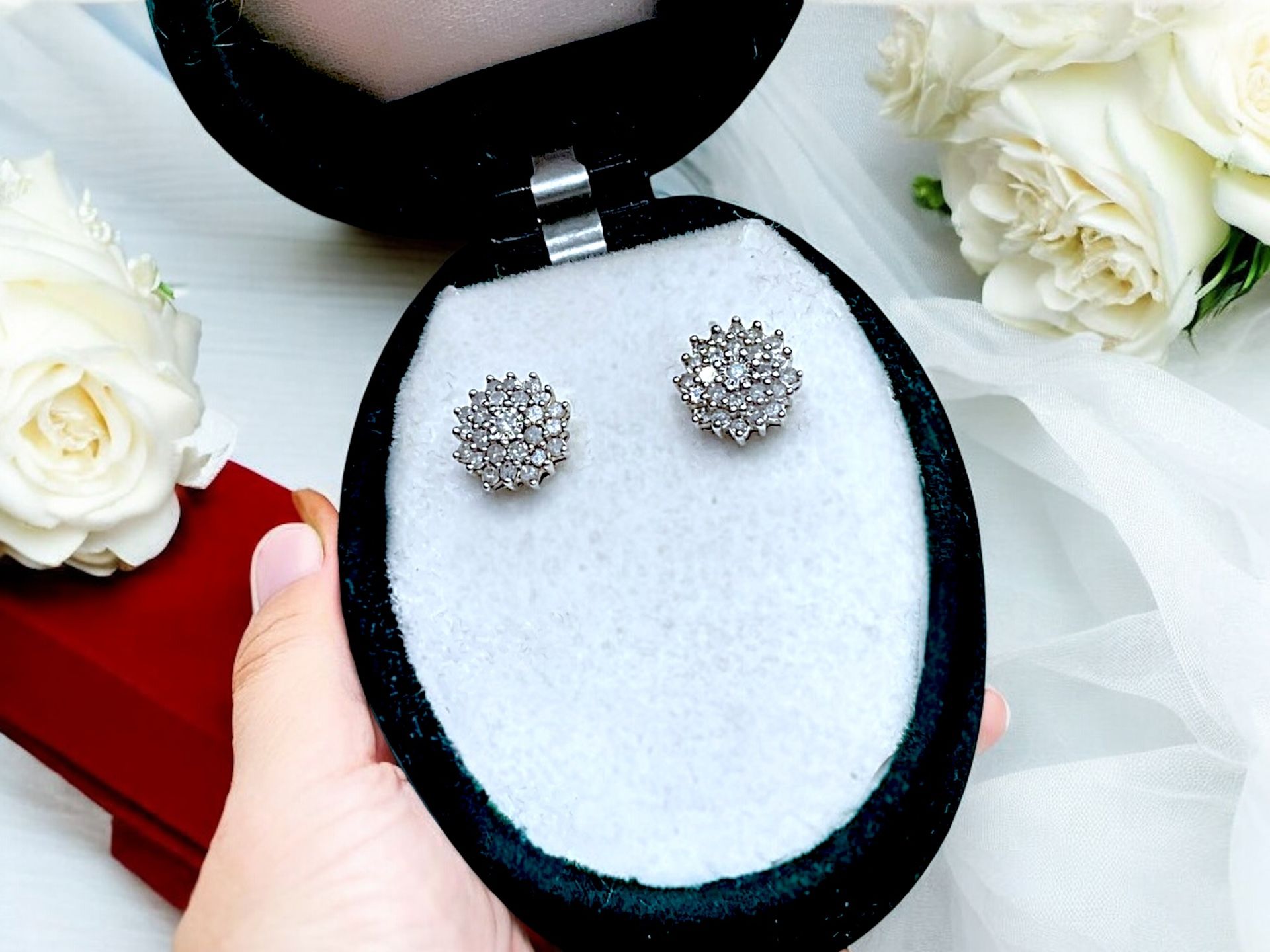 Sterling & GENUINE Diamond earrings