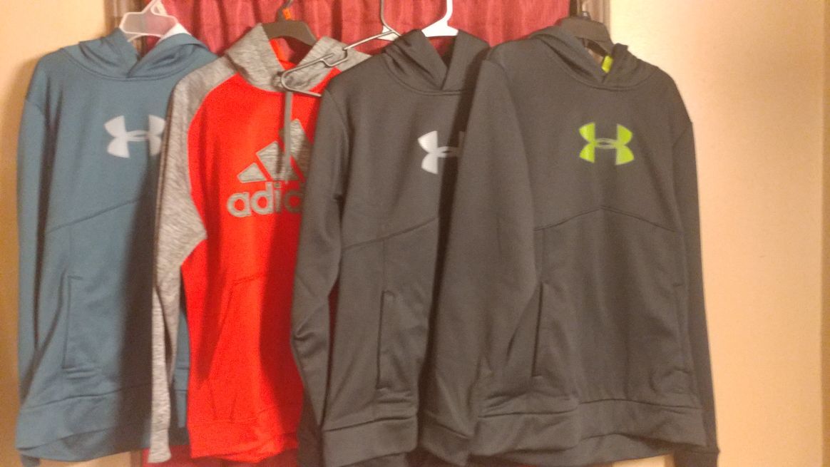 Under armour and Adidas hoodies