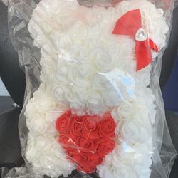 White Rose Teddy Bear 