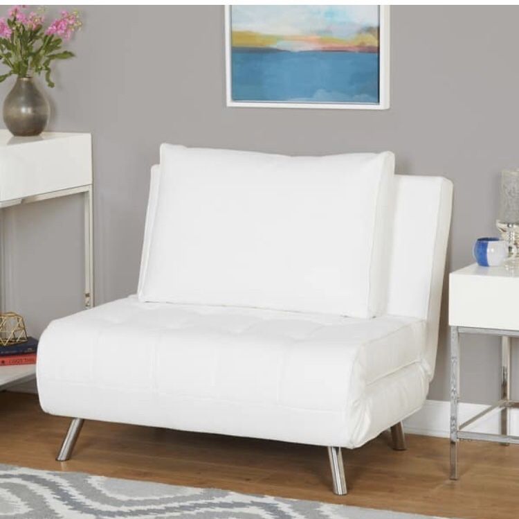 White Leather Futon Chair