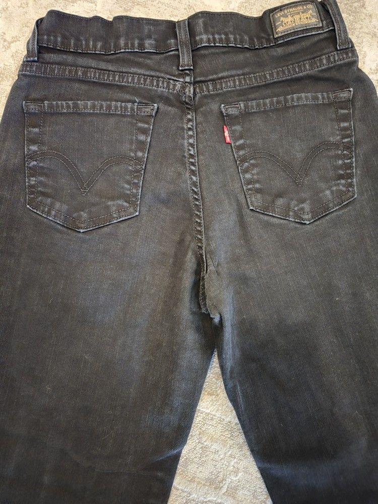 Preowned Womens Levis 512 Perfectly Slimming Boot Cut Denim Jeans Black Size 6 Short