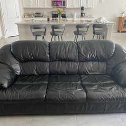 SOLD - Black 3 Piece Leather Couches