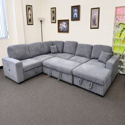 Dark gray Convertible Sectional
Sleeper Sofa, Chaise Storage, Sofa Storage & USB Port