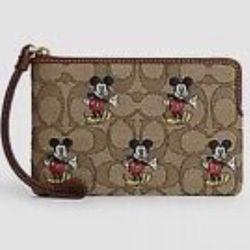 Disney Mickey COACH Signature Jacquard Wristlet