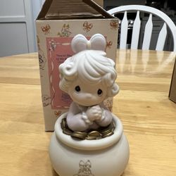 Precious moments Collection Figurine & 2 Pewter spoons