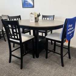 5 Pc Dining Table Set W/ Leaf Ext./$10 Easy Down Payment Options