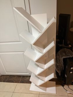 White Tree-Shape Bookshelf Floor Standing