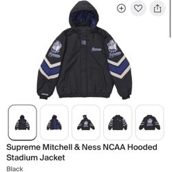 Supreme Mitchell & Ness NCAA Hooded Stadium Jacket Black 