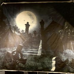 Halloween Haunted Cemetery Backdrop 