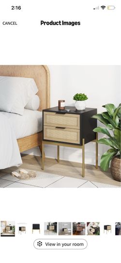 (2) Nathan James Andrew Nightstand, Accent Bedside End Side Table with Storage Drawer, and Mid-Century Modern Legs for Living Room or Bedroom, 1, 14" 