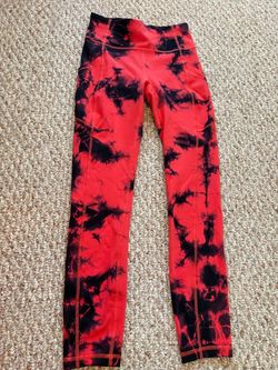 Neon red and black diamond eye leggings
