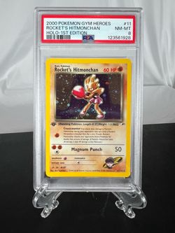 1st Edition Rocket’s Hitmonchan #11 Holo Gym Heroes PSA NM-MT 8!! FRESH SLAB!!