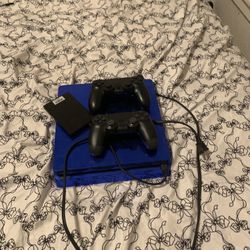 PS4 with two controllers, one terabyte external storage