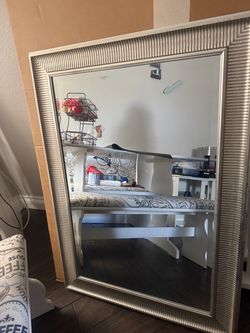 Large Decorative  Distressed Silver Wall Mirror – 30” x 43” – $35