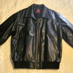 Winchester Brand 100% Fine Leather Bomber Jacket Black Quilted Lining Zip Front NEW Mens L