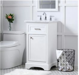 Elegant Lighting
Americana 18" Free Standing Single Basin Vanity Set with Cabinet and Marble Vanity Top