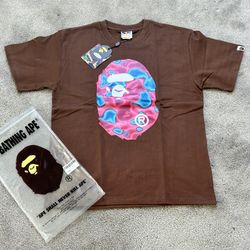 Brown Bape Tee With Pink And Purple Size M