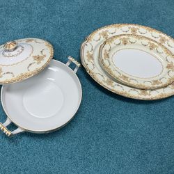 Antique Noritake China bowl, Lid and Platters, “ Occupied JAPAN “