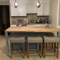 ✨ Set of 3 Kitchen Island Bar Stools – Wood & Padded Seats | $75