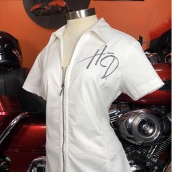 LIKE NEW Harley Davidson Casual Shirt Large Women  Metal Zipper, Elastic fabric