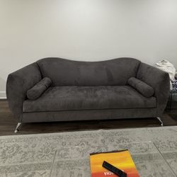 Suede Like Grey Modern Couch