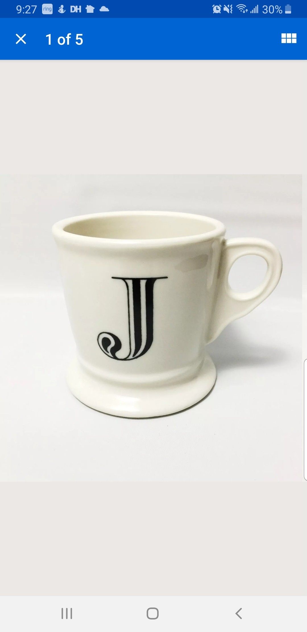 Anthropologie monogrammed J letter coffee mug