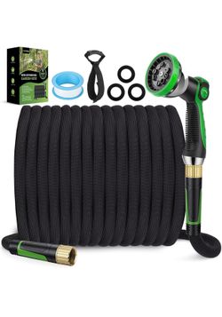 Manguera de jardÃn de 100 pies, manguera flexible ultraligera no expandible con diseño antitorceduras de doble extremo de 360°, boquilla de pulverizac