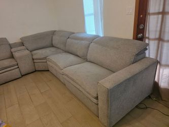 Gray Fabric Sectional Sofa with Recliner