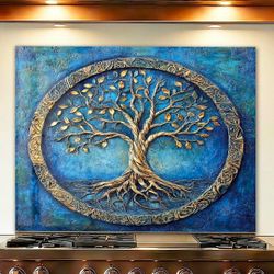 New Tree of Life tempered glass kitchen backsplash