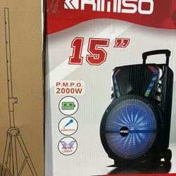 Speaker 15 Inch With Stand Wireless Microphone 