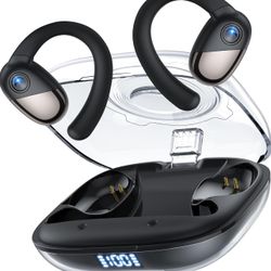 Brandnew Open Ear Headphones, Bluetooth Headphones, Wireless Earbuds with Smart Digital Display, Premium Sound, IPX7 Waterproof, 30H Playtime, Ultra-C