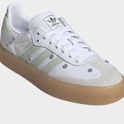 Adidas Samba Platform Sneakers White Green Floral W8.5