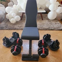 Adjustable Dumbbells 5 -52.5 Lbs Plus Weight Bench 