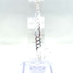 925 Silver 7” Figaro Bracelet 3.40g 4mm 190043/3
