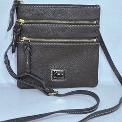 Dooney & Bourke Pebble Grain North South Triple Zip Crossbody Bag