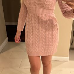 Adorable Pink Sweater Dress 